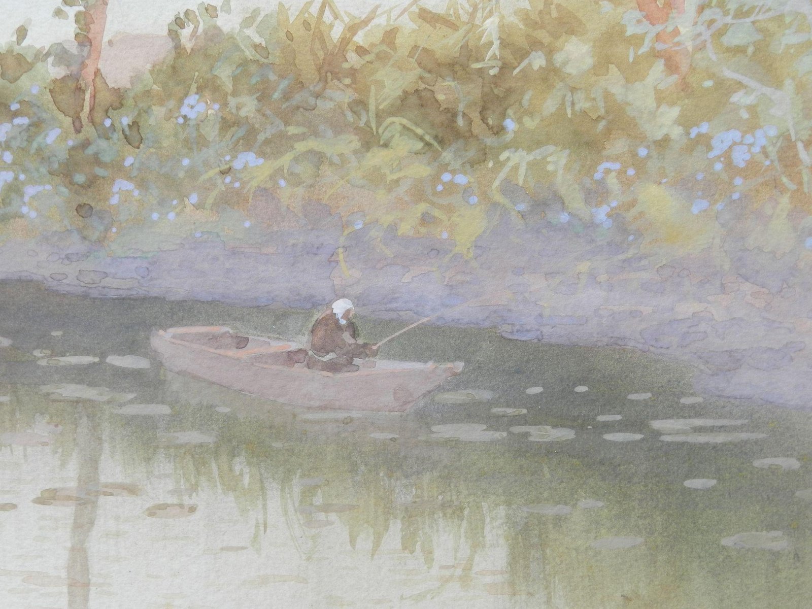 Impressionist Artist, Lakeside Evening, 1920s, Watercolor