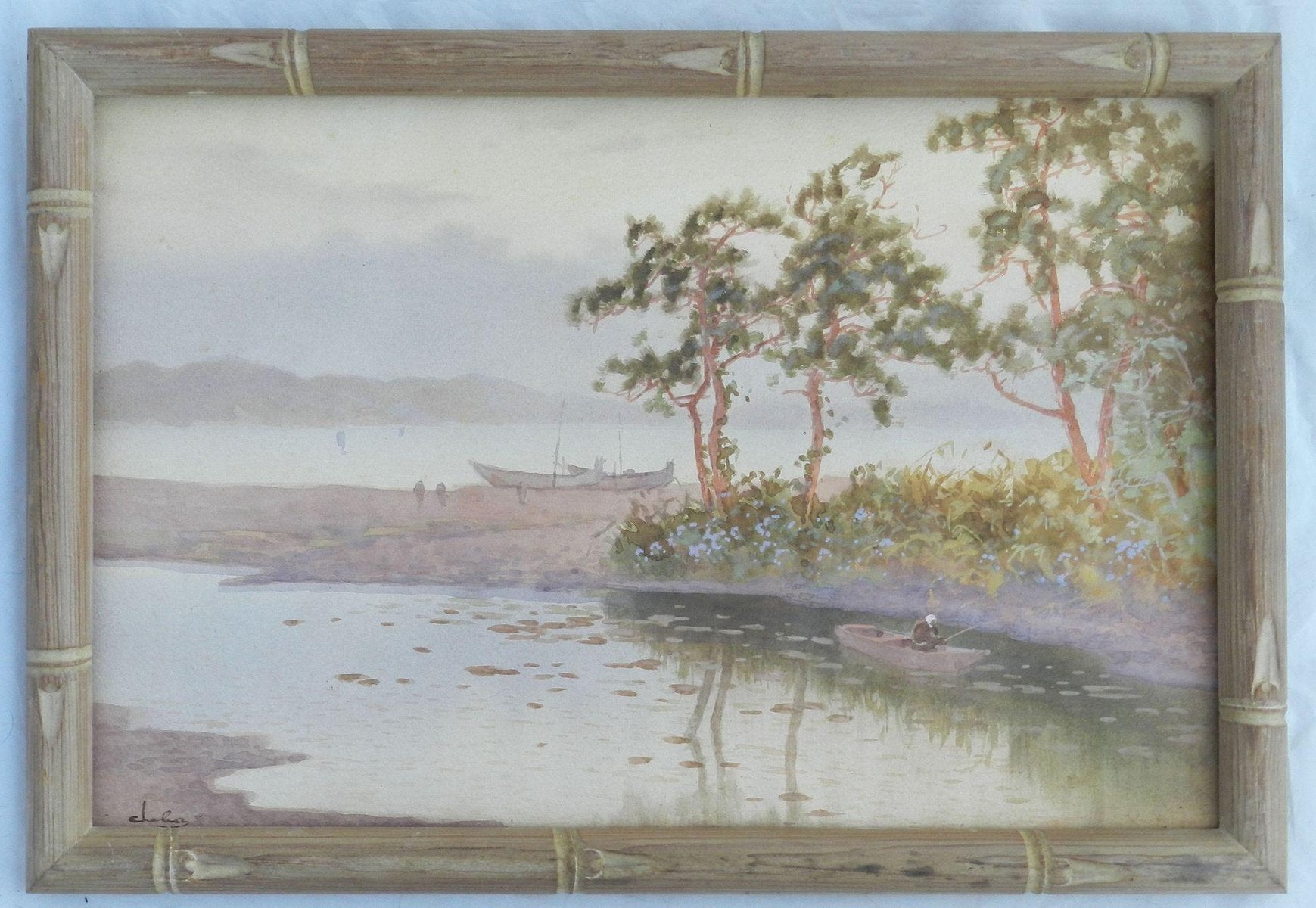 Impressionist Artist, Lakeside Evening, 1920s, Watercolor