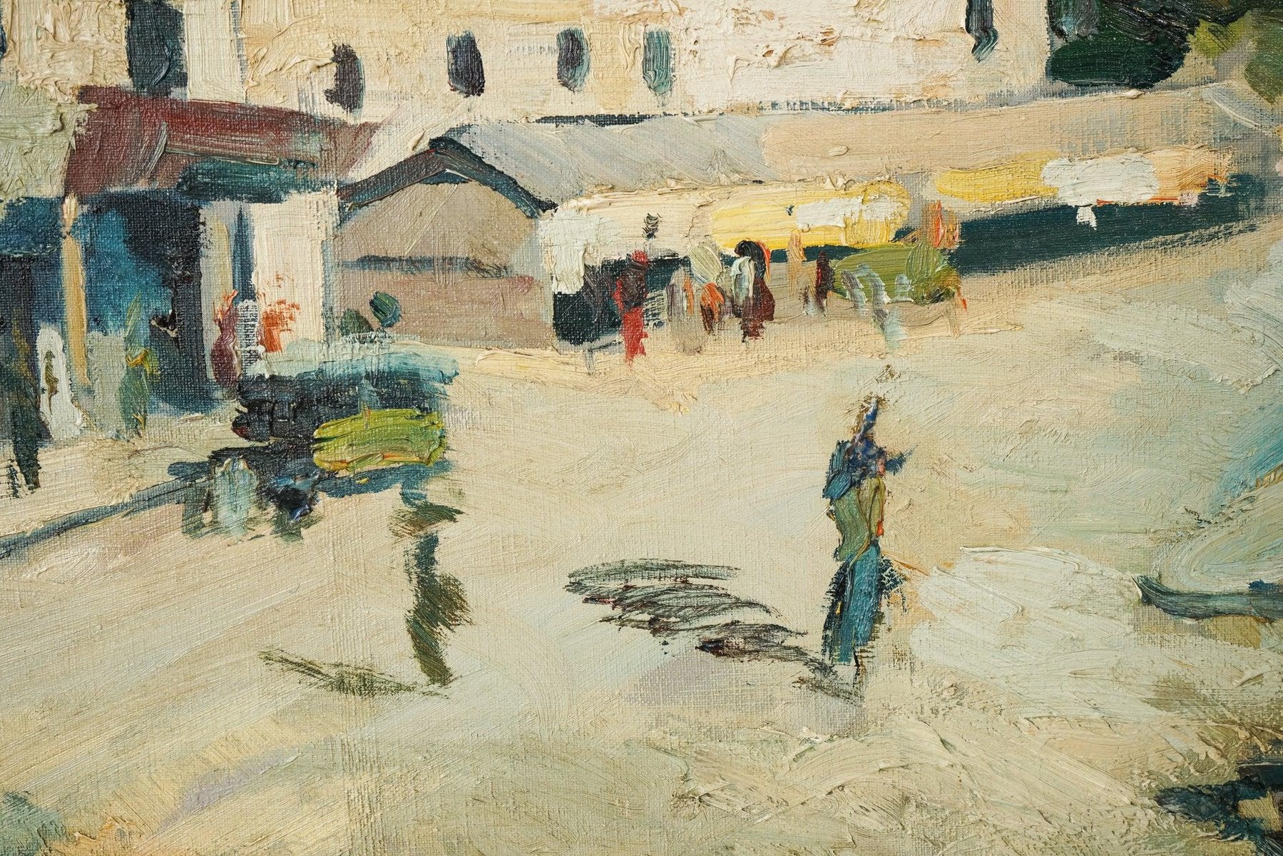 Impressionist Artist, Town Scene, Mid-20th Century, Oil on Canvas