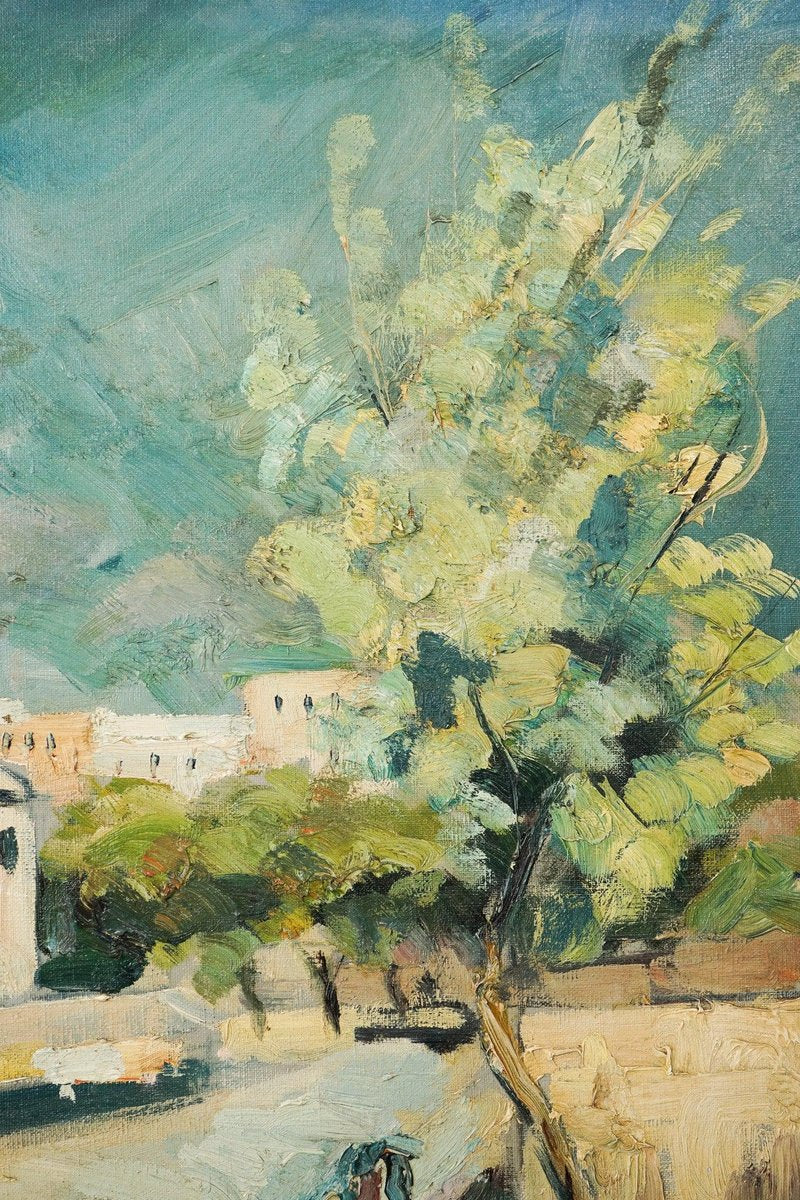 Impressionist Artist, Town Scene, Mid-20th Century, Oil on Canvas