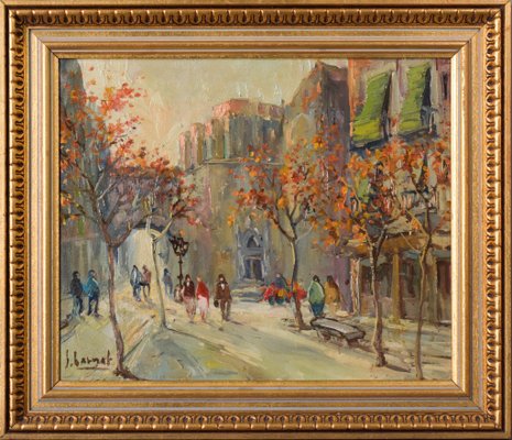 Impressionist Autumn Cityscape, Late 20th-Century, Oil on Canvas, Framed-AOI-1106648