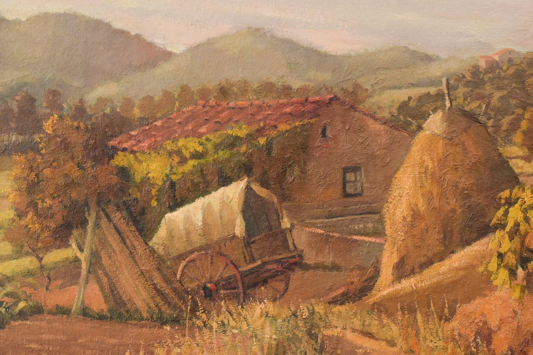 Impressionist Farmyard Landscape, Early 20th Century, Oil on Canvas