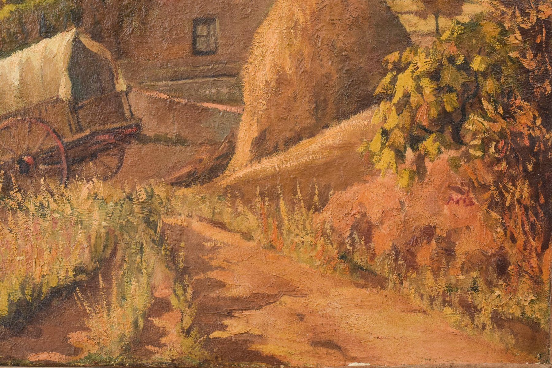 Impressionist Farmyard Landscape, Early 20th Century, Oil on Canvas