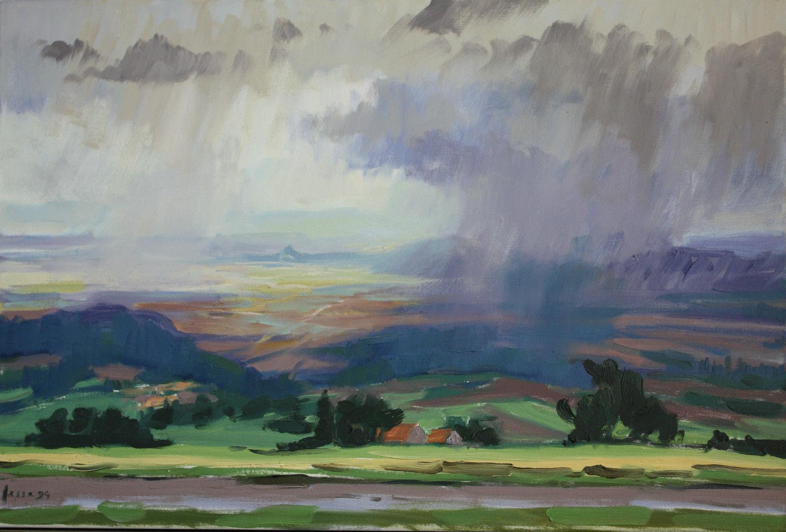 Impressionist Landscape with Rain, 1994, Painting