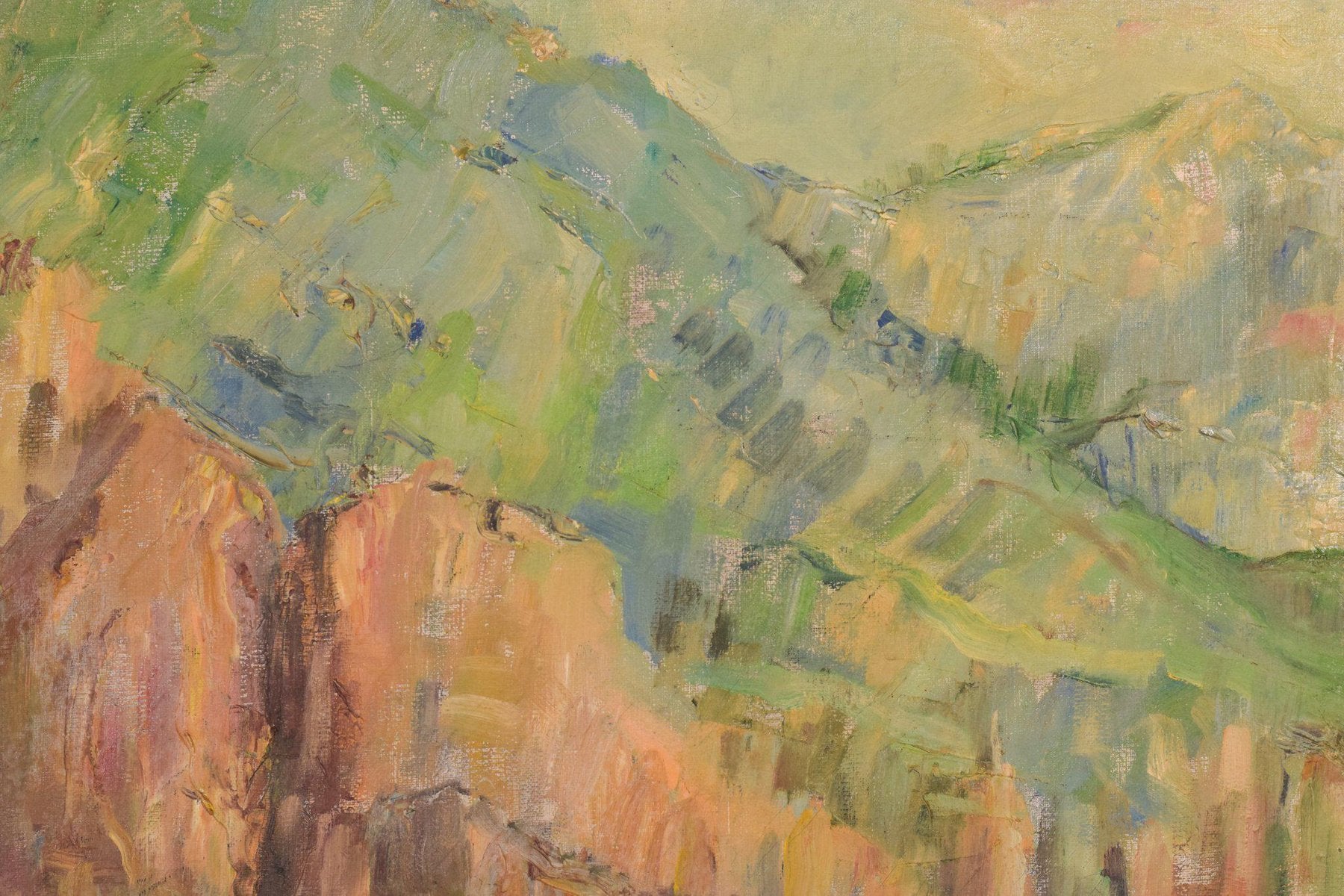 Impressionist Seascape with Cliffs, Mid-20th Century, Oil on Canvas