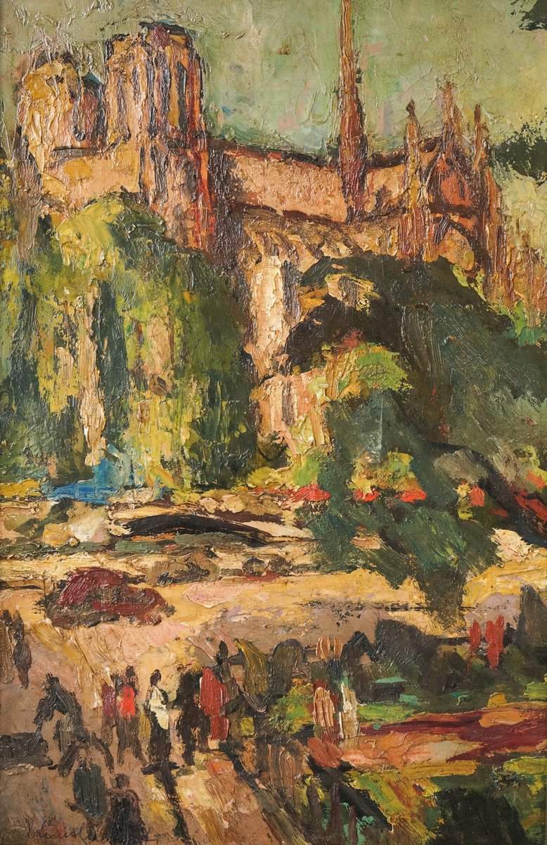 Impressionist Study of a Cathedral, 1970s, Oil on Canvas