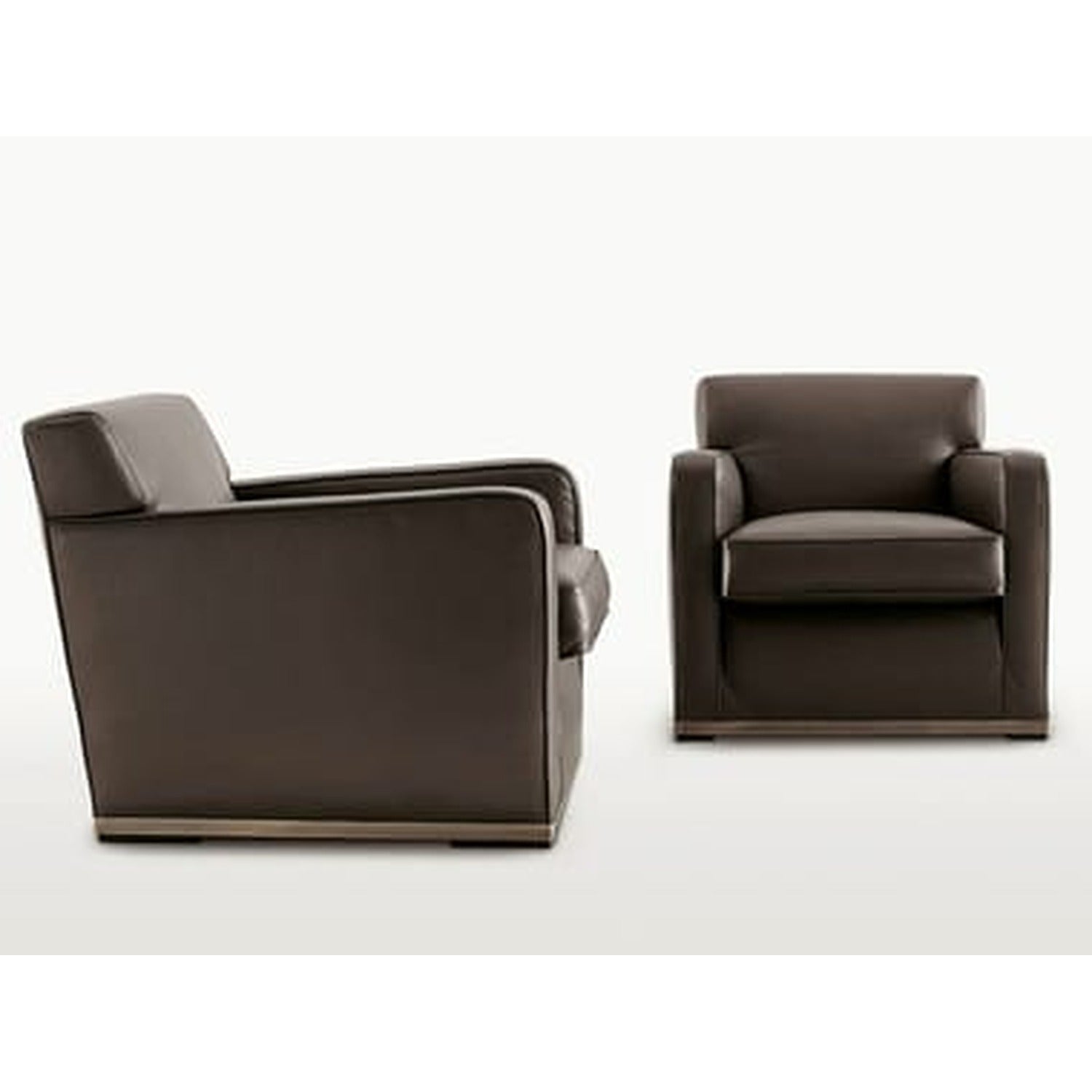 IMPRIMATUR - Upholstered leather armchair with armrests