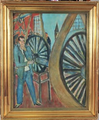 Imre Gömör Holstein, In the Factory, Oil Painting, 1950s-QOR-2022775