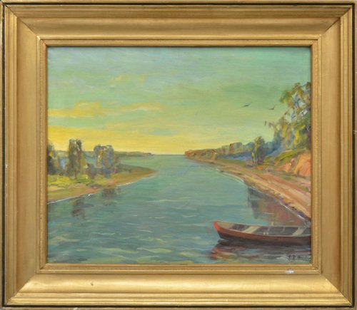 In the Circles of Daugava, Oil on Canvas, 20th Century