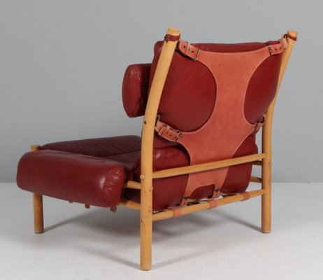 Inca Lounge Chair with Ottoman in Original Leather by Arne Norell, 1970s, Set of 2-HJB-1732337