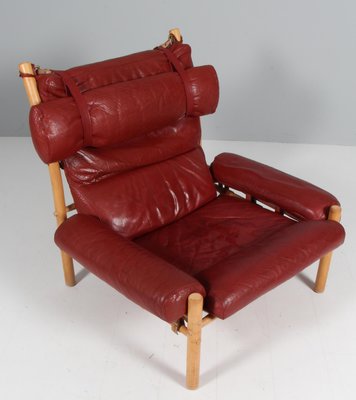 Inca Lounge Chair with Ottoman in Original Leather by Arne Norell, 1970s, Set of 2-HJB-1732337