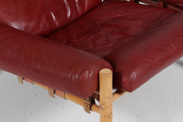 Inca Lounge Chair with Ottoman in Original Leather by Arne Norell, 1970s, Set of 2-HJB-1732337