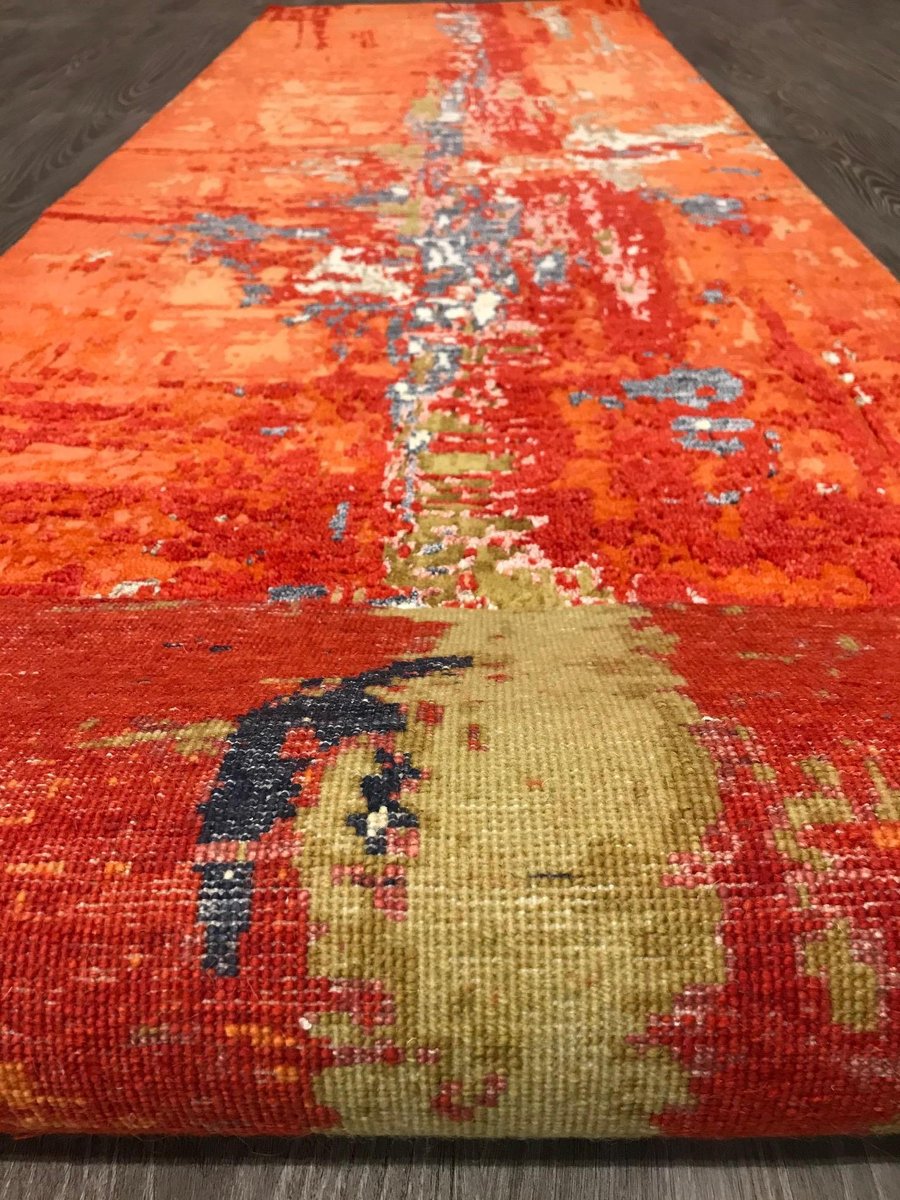 Indian Handmade Pasillera Wool & Silk Carpet with Reflection of New York City by IKT Handmade