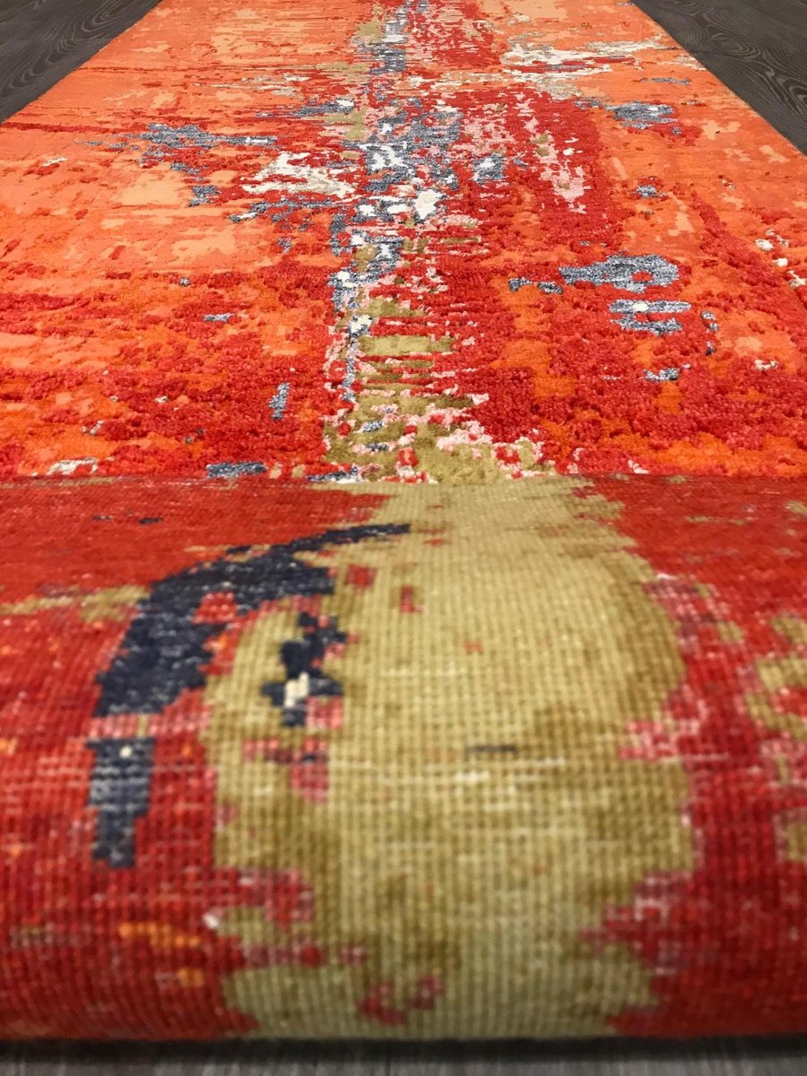 Indian Handmade Pasillera Wool & Silk Carpet with Reflection of New York City by IKT Handmade