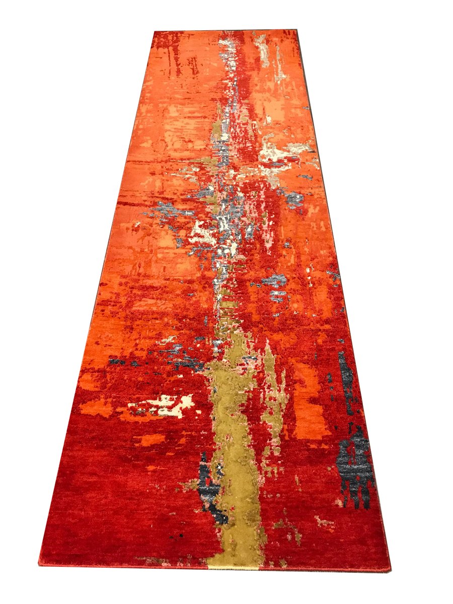 Indian Handmade Pasillera Wool & Silk Carpet with Reflection of New York City by IKT Handmade