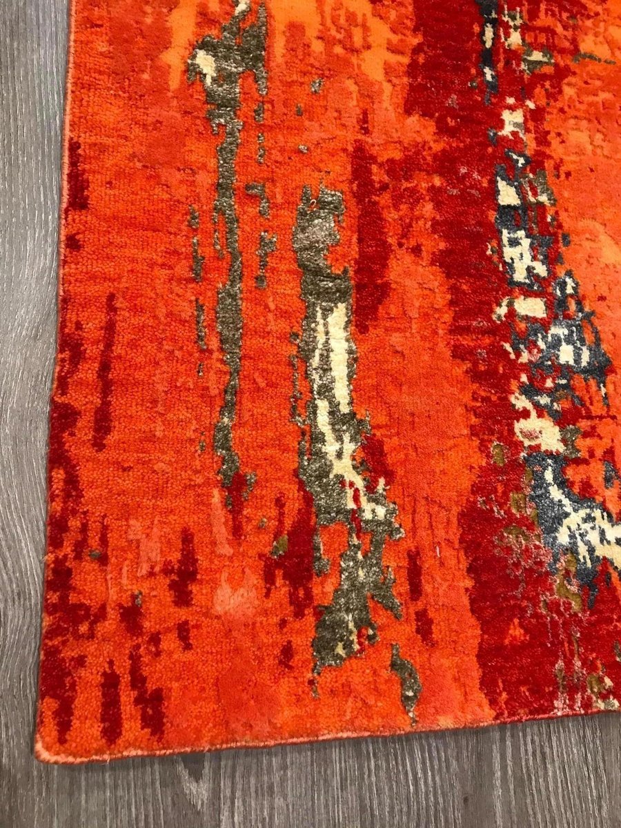 Indian Handmade Pasillera Wool & Silk Carpet with Reflection of New York City by IKT Handmade