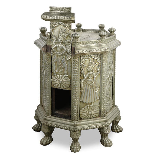 Indian Offering Cabinet in Wood and Brass