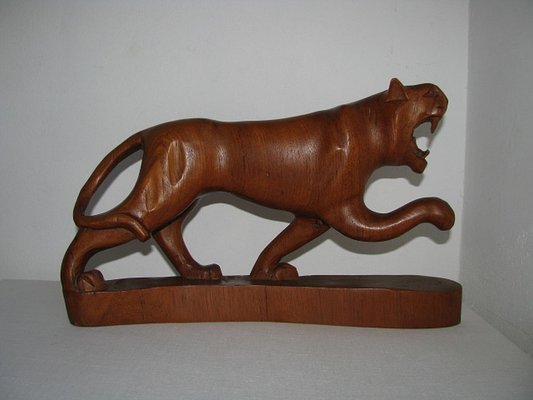 Indian Rosewood Panther Sculpture, 1980s-SZW-722124