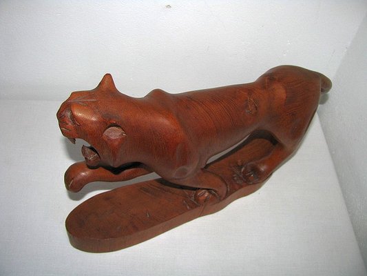 Indian Rosewood Panther Sculpture, 1980s-SZW-722124