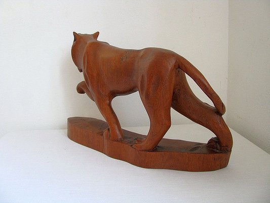 Indian Rosewood Panther Sculpture, 1980s-SZW-722124