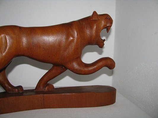 Indian Rosewood Panther Sculpture, 1980s-SZW-722124