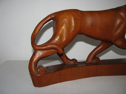 Indian Rosewood Panther Sculpture, 1980s-SZW-722124