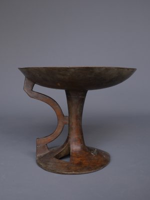 Indian Wood Footed Bowl with Handle, 1950s-MB-1408692