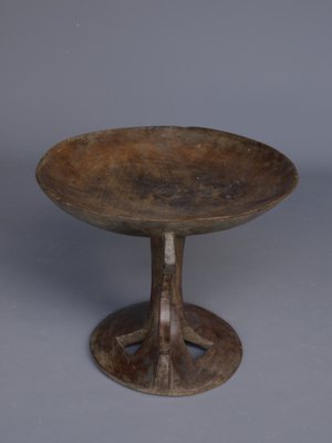 Indian Wood Footed Bowl with Handle, 1950s-MB-1408692