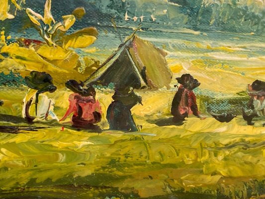 Indochinese Rice Field, 1950s, Oil on Canvas, Framed-QKG-1357208