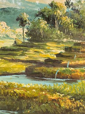 Indochinese Rice Field, 1950s, Oil on Canvas, Framed-QKG-1357208