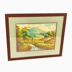 Indochinese Rice Field, 1950s, Oil on Canvas, Framed-QKG-1357208