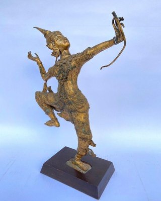 Indonesian Goddess with Bow Sculpture, 1950s, Metal-QKG-1368328