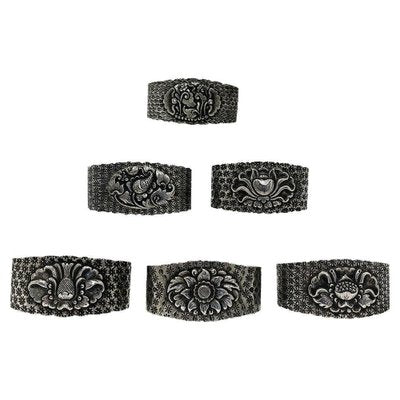 Indonesian Silver Yogya Napkin Rings, 1930s, Set of 6-UCH-1738332