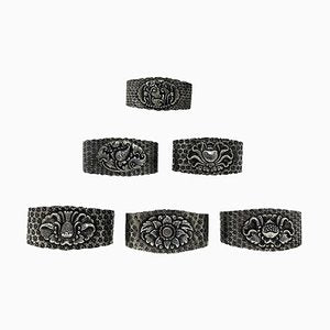 Indonesian Silver Yogya Napkin Rings, 1930s, Set of 6-UCH-1738332