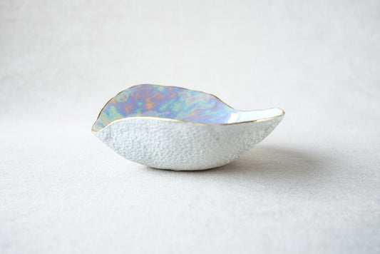 Indulge Nº2 Handmade Bowl in Iridescent Porcelain with 24-Carat Golden Rim by Sarah-Linda Forrer