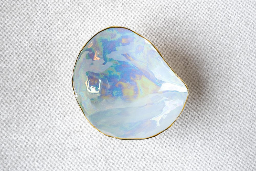 Indulge Nº2 Handmade Bowl in Iridescent Porcelain with 24-Carat Golden Rim by Sarah-Linda Forrer