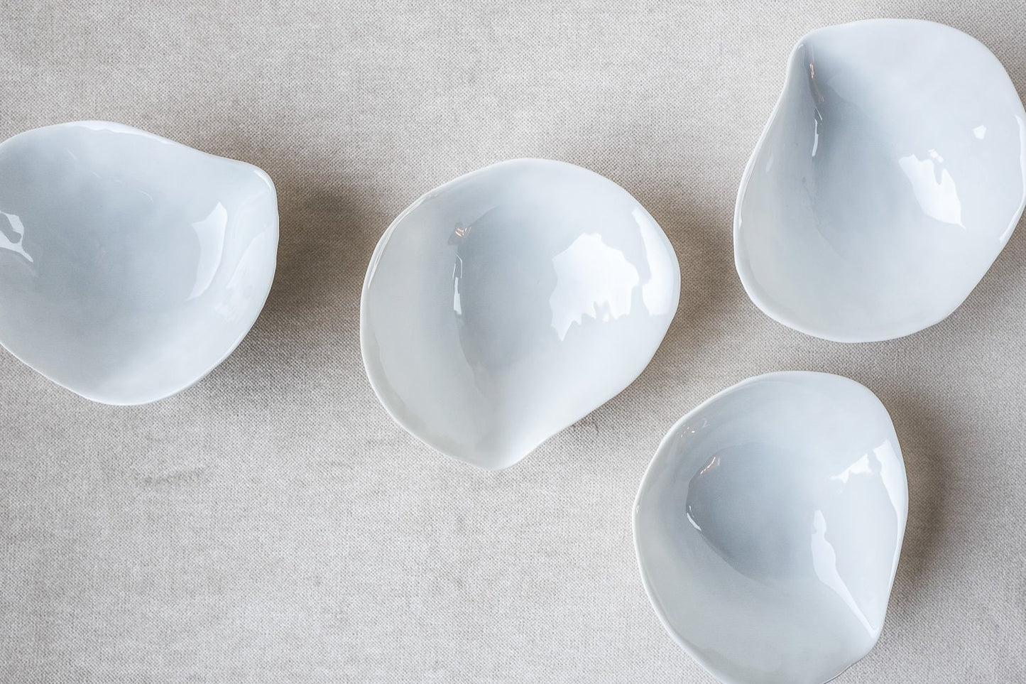 Indulge Nº2 White Handmade Porcelain Bowls by Sarah-Linda Forrer, Set of 4