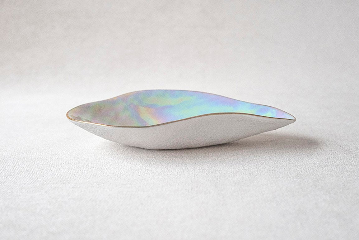 Indulge Nº3 Iridescent Handmade Porcelain Bowls with 24-Carat Golden Rim by Sarah-Linda Forrer, Set of 2