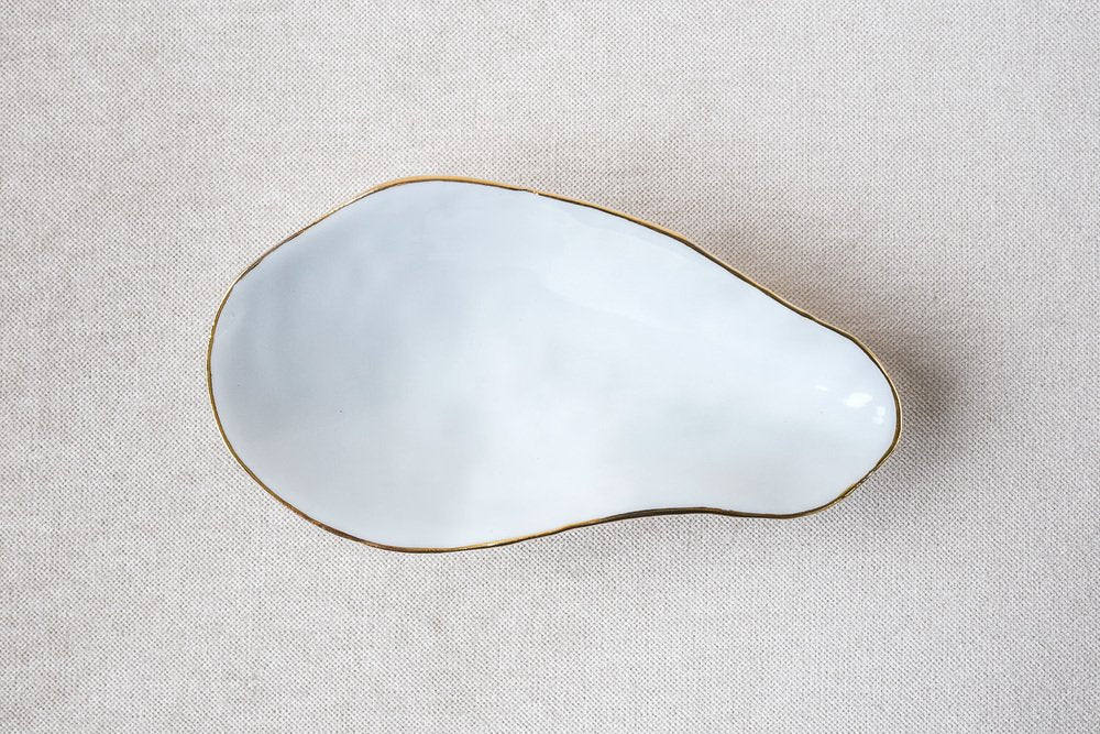 Indulge Nº3 White Handmade Porcelain Bowl with 24-Carat Golden Rim by Sarah-Linda Forrer