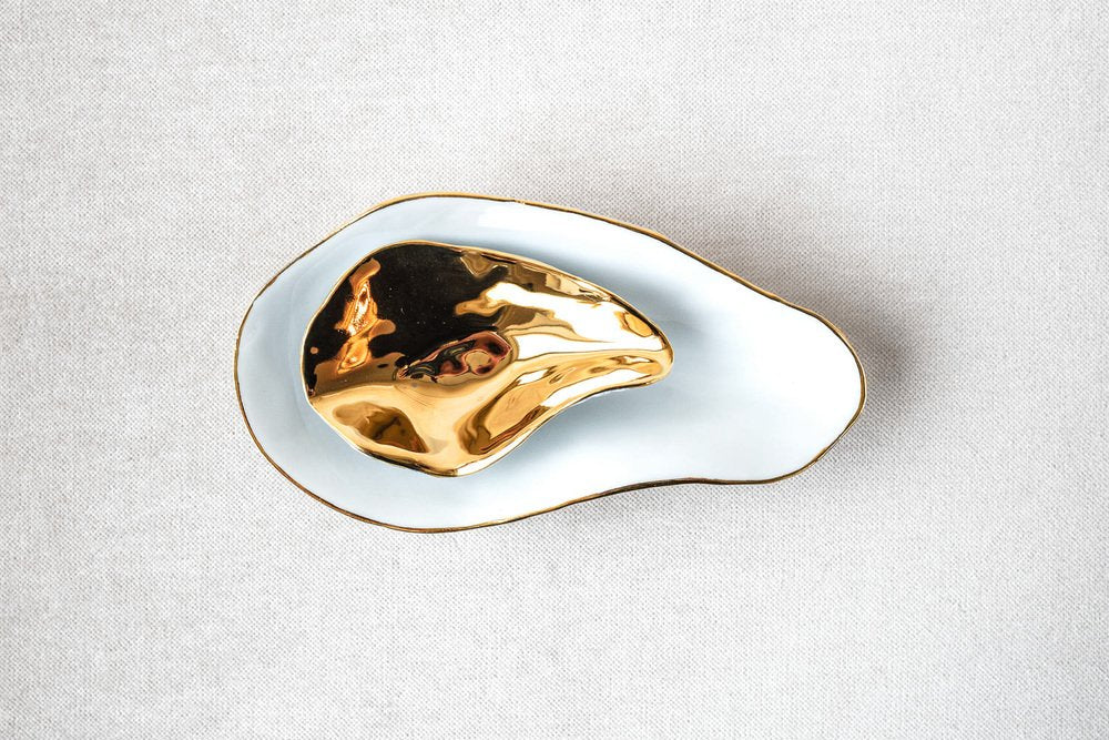 Indulge Nº3 White Handmade Porcelain Bowl with 24-Carat Golden Rim by Sarah-Linda Forrer