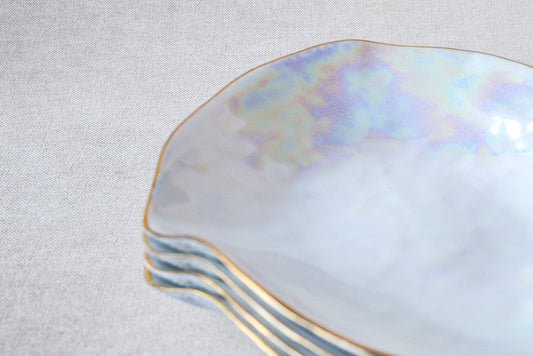 Indulge Nº5 Small Iridescent Handmade Porcelain Plates by Sarah-Linda Forrer, Set of 4