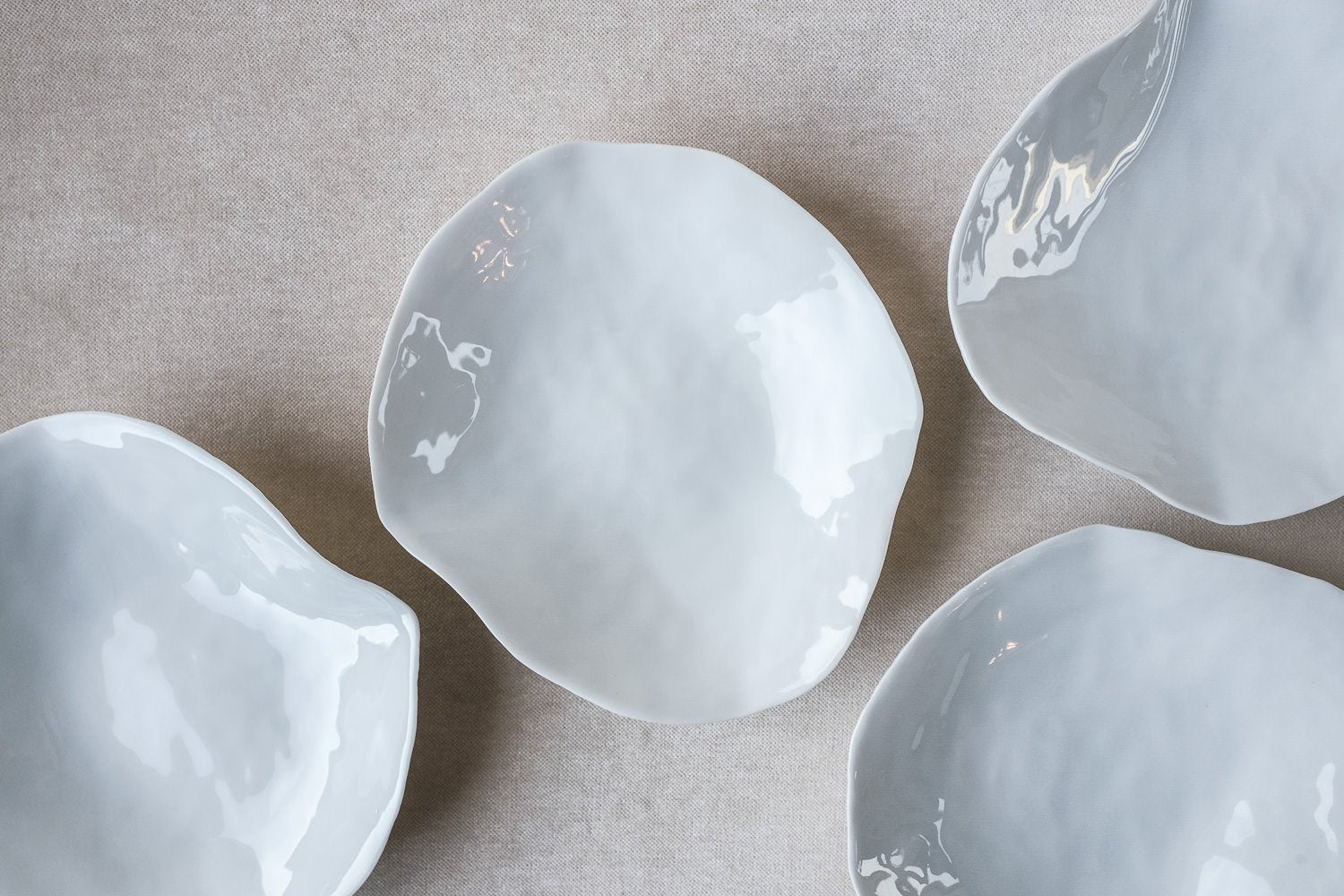 Indulge Nº5 Small White Handmade Porcelain Plate by Sarah-Linda Forrer, Set of 4