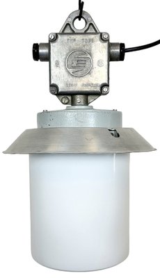 Industrial Aluminium Light with Milk Glass Cover from Elektrosvit, 1970s-CGF-1703664