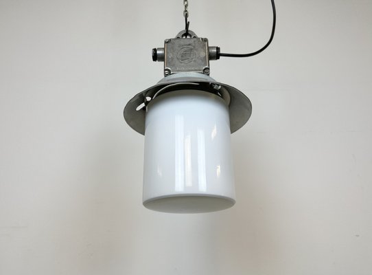 Industrial Aluminium Light with Milk Glass Cover from Elektrosvit, 1970s-CGF-1703664