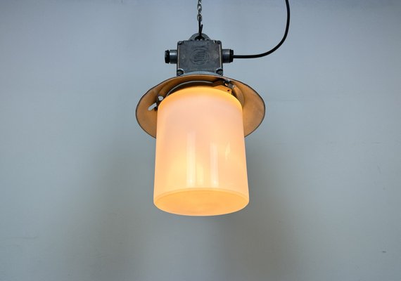 Industrial Aluminium Light with Milk Glass Cover from Elektrosvit, 1970s-CGF-1703664