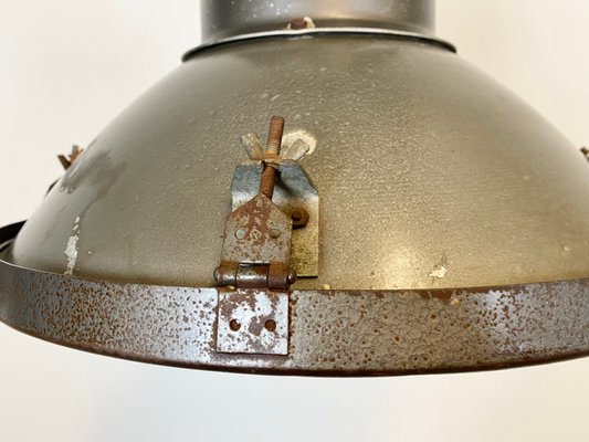 Industrial Aluminum & Glass Ceiling Lamp, 1960s-CGF-847143