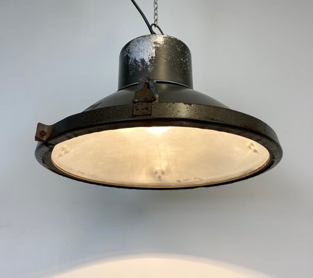 Industrial Aluminum & Glass Ceiling Lamp, 1960s-CGF-847143