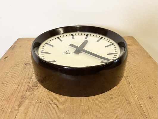 Industrial Bakelite Factory Wall Clock from Pragotron, 1960s-CGF-986326