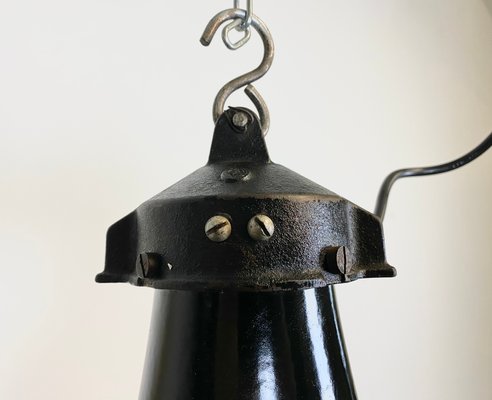 Industrial Bauhaus Black Enamel Pendant Lamp, 1930s-CGF-867555