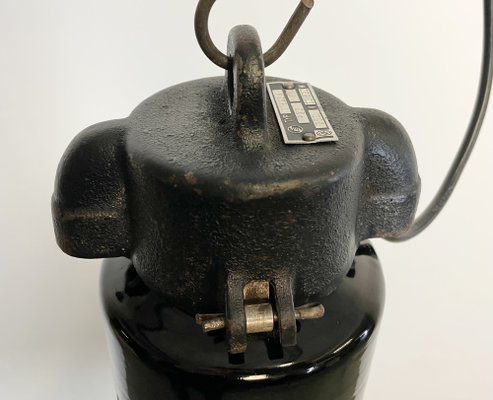 Industrial Bauhaus Black Enamel Pendant Lamp from Elektrosvit, 1930s-CGF-1233931